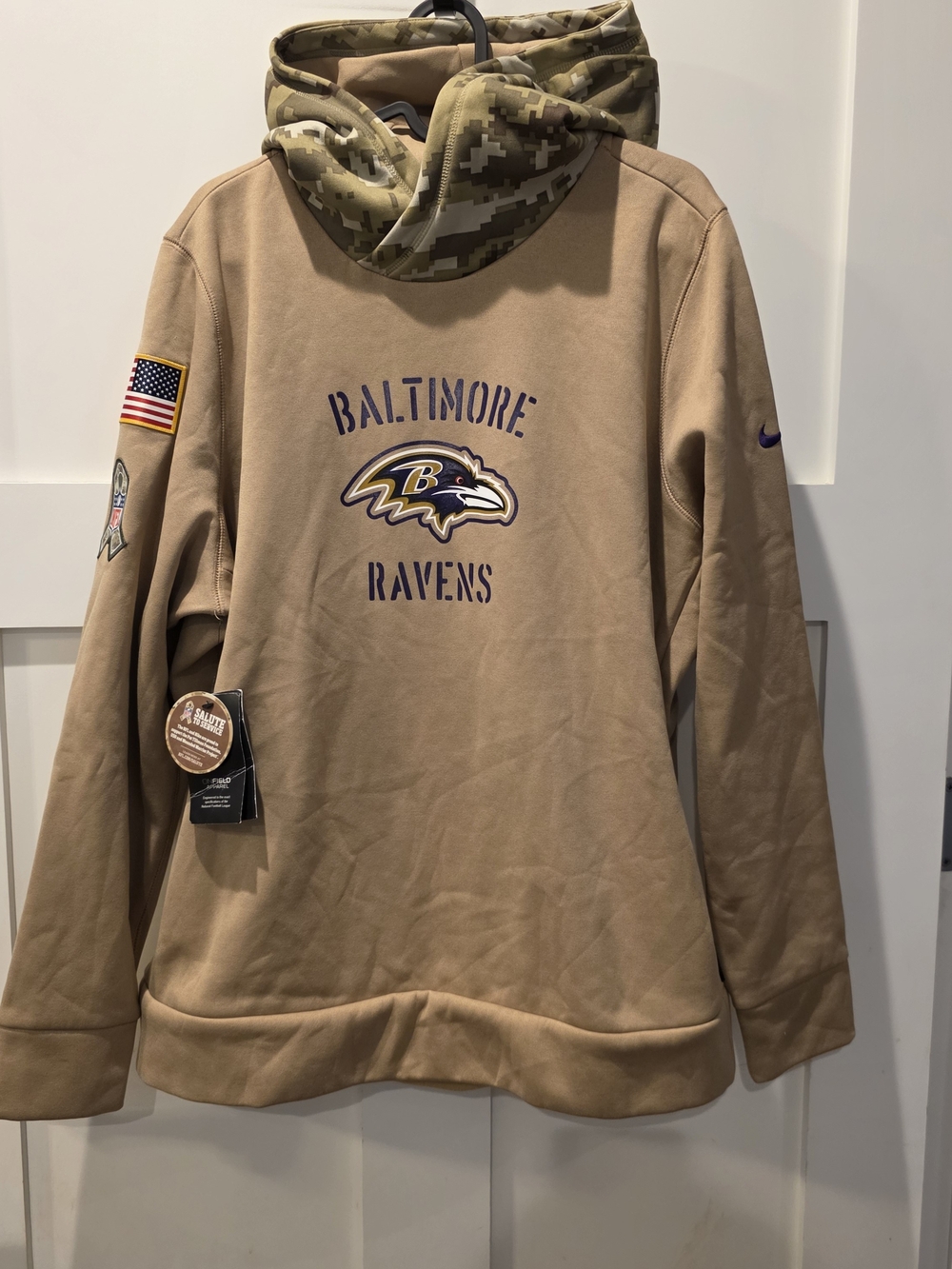 Nike Baltimore Ravens Salute To Service Hoodie New Size 2XL On Field Therma